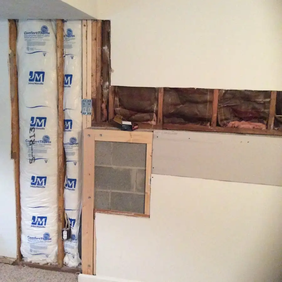 Wall insulation replacement during Contents Cleaning & Restoration in Ghent